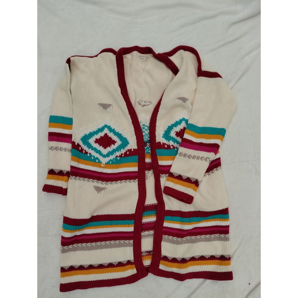 Billabong Womens Southwestern Geometric Open Front Cardigan Sweater JV013ANA ML